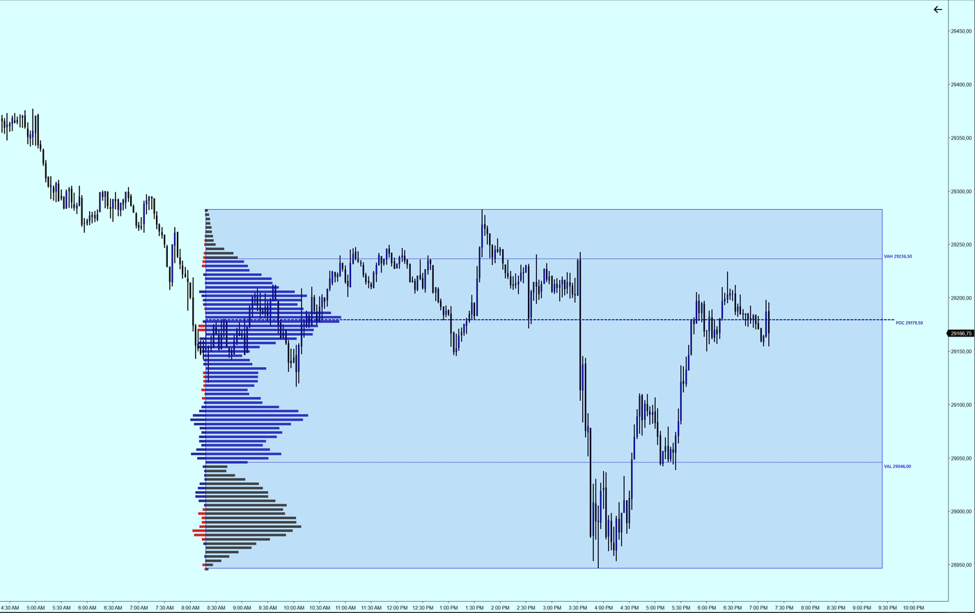 A fixed range volume profile in two clicks, with POC, VAH, VAL and per-row delta, for NinjaTrader 8.